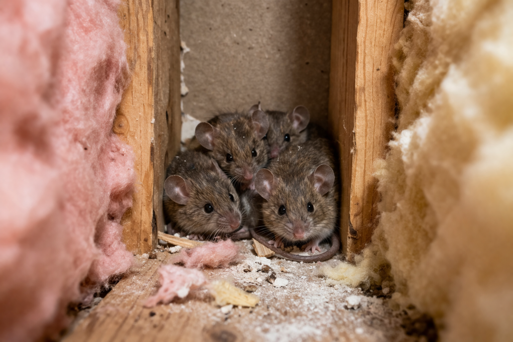 Mice in a wall cavity.